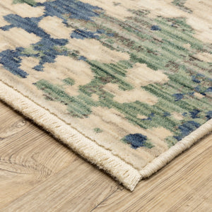 Homeroots 2' Beige Abstract Area Rug With Fringe - Artistic Touch For Your Living Space, Perfectly Chic Design 10' X 13' Wool Blend 576479