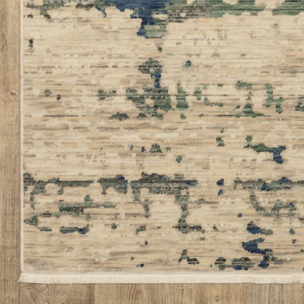 Homeroots 2' Beige Abstract Area Rug With Fringe - Artistic Touch For Your Living Space, Perfectly Chic Design 8' X 11' Wool Blend 576480