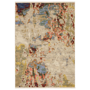 Homeroots 2' Stylish Beige And Red Abstract Area Rug With Fringe - Perfect Accent For Any Room Decor 8' X 11' Wool Blend 576482