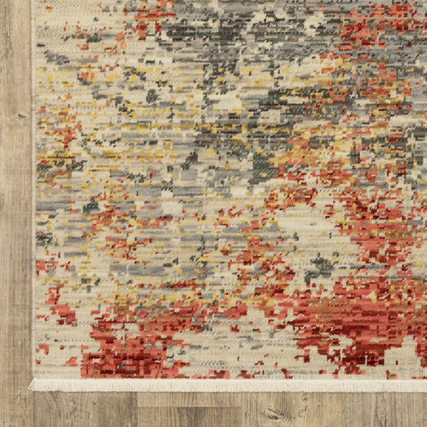 Homeroots 2' Beige And Pink Abstract Area Rug With Fringe – Stylish Design For Cozy Home Décor Upgrade 10' X 13' Wool Blend 576483