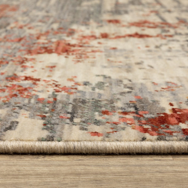 Homeroots 2' Beige And Pink Abstract Area Rug With Fringe – Stylish Design For Cozy Home Décor Upgrade 8' X 11' Wool Blend 576484