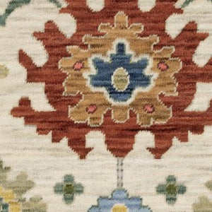 Homeroots 2' Gray Blue And Yellow Oriental Area Rug With Fringe – Stylish Design To Enhance Your Home Decor 10' X 13' Wool Blend 576487