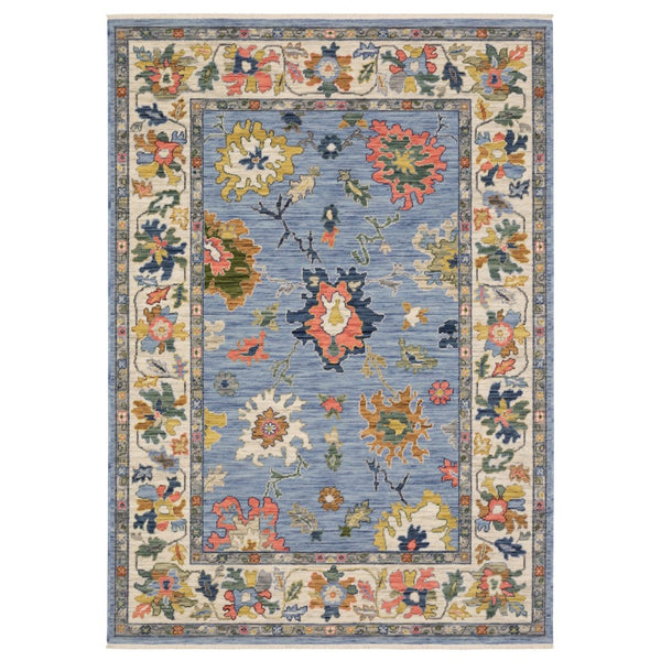 HomeRoots 6' Elegant Blue Green and Ivory Oriental Runner Rug with Fringe for Classic Home Décor Appeal 10' X 13' 576489