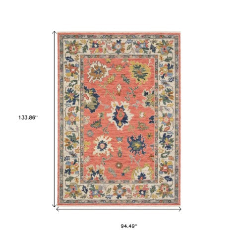 Homeroots 2' Cozy Gray Oriental Area Rug With Fringe - Elevate Your Space With Timeless Style And Warmth 8' X 11' Wool Blend 576492