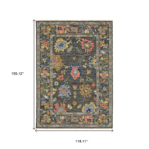 Homeroots 2' Cozy Gray Oriental Area Rug With Fringe - Elevate Your Space With Timeless Style And Warmth 10' X 13' Wool Blend 576493