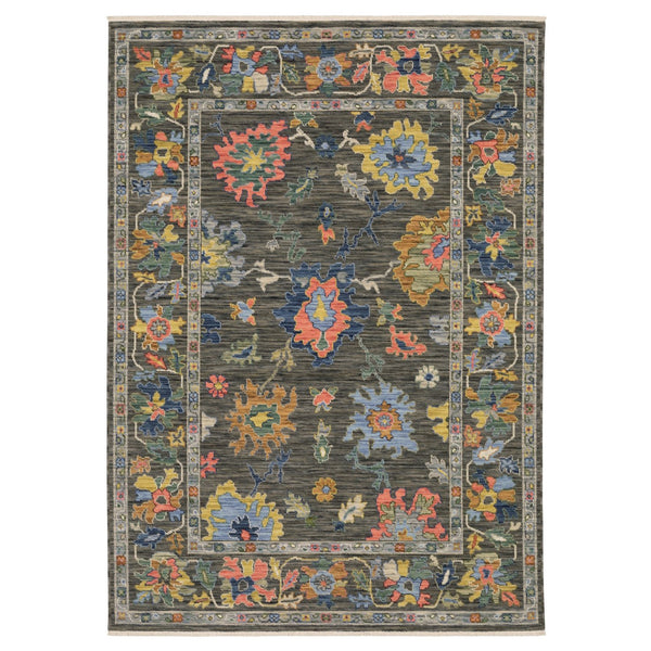 Homeroots 2' Cozy Gray Oriental Area Rug With Fringe - Elevate Your Space With Timeless Style And Warmth 10' X 13' Wool Blend 576493