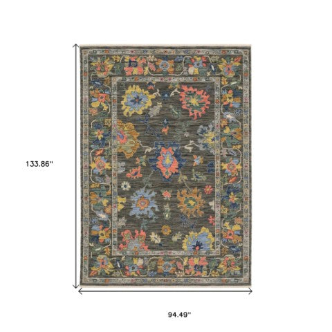 Homeroots 2' Cozy Gray Oriental Area Rug With Fringe - Elevate Your Space With Timeless Style And Warmth 8' X 11' Wool Blend 576494