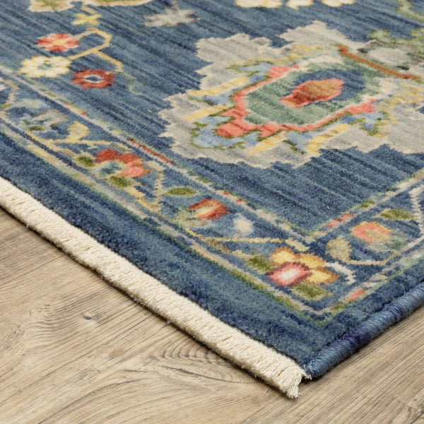 HomeRoots 6' Elegant Blue, Yellow & Ivory Oriental Runner Rug with Fringe for Hallways and Entryways 10' X 13' 576495