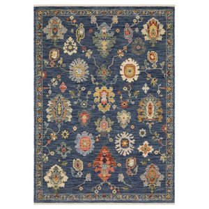 HomeRoots 6' Elegant Blue, Yellow & Ivory Oriental Runner Rug with Fringe for Hallways and Entryways 8' X 11' 576496