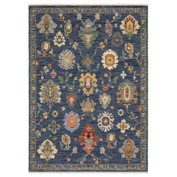 HomeRoots 6' Elegant Blue, Yellow & Ivory Oriental Runner Rug with Fringe for Hallways and Entryways 8' X 11' 576496