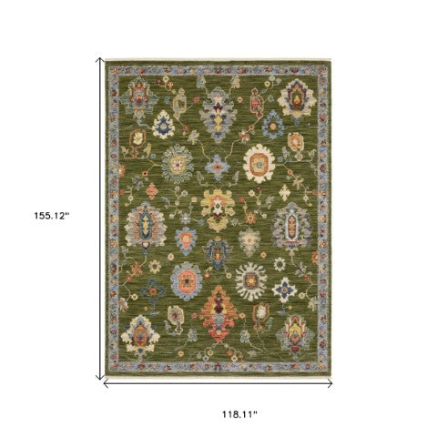 Homeroots 2' Yellow Oriental Area Rug With Fringe - Timeless Design For Cozy Home Decor And Warmth 10' X 13' Wool Blend 576497