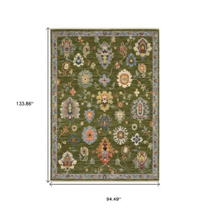 Homeroots 2' Yellow Oriental Area Rug With Fringe - Timeless Design For Cozy Home Decor And Warmth 8' X 11' Wool Blend 576498