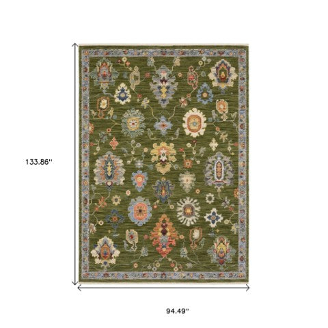 Homeroots 2' Yellow Oriental Area Rug With Fringe - Timeless Design For Cozy Home Decor And Warmth 8' X 11' Wool Blend 576498