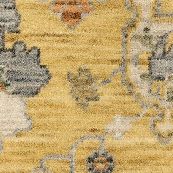 Homeroots 2' Yellow Oriental Area Rug With Fringe - Timeless Design For Cozy Home Decor And Warmth 10' X 13' Wool Blend 576499