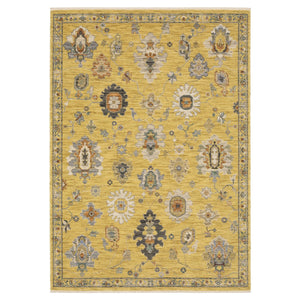 Homeroots 2' Yellow Oriental Area Rug With Fringe - Timeless Design For Cozy Home Decor And Warmth 10' X 13' Wool Blend 576499