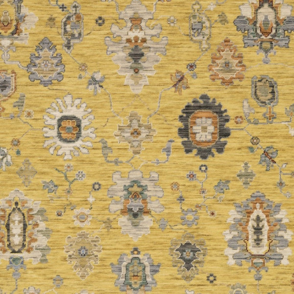 Homeroots 2' Yellow Oriental Area Rug With Fringe - Timeless Design For Cozy Home Decor And Warmth 10' X 13' Wool Blend 576499