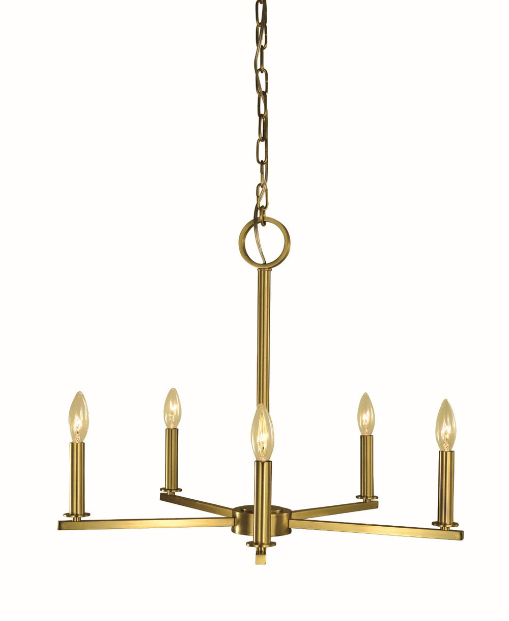 Framburg 5-light Brushed Brass Evelyn Chandelier - Elegant Square Tubing Design, Timeless Style Made In Usa Brushed Brass Metal 5765 Br