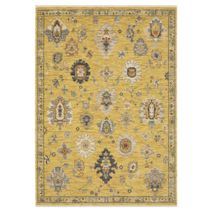 Homeroots 2' Yellow Oriental Area Rug With Fringe - Timeless Design For Cozy Home Decor And Warmth 8' X 11' Wool Blend 576500