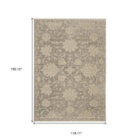 Homeroots 10' Stunning Floral Area Rug With Fringe - Stain Resistant, Perfect For Homes With Kids And Pets 10' X 13' Polyester 576501