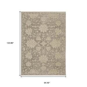 Homeroots 10' Stunning Floral Area Rug With Fringe - Stain Resistant, Perfect For Homes With Kids And Pets 8' X 11' Polyester 576502