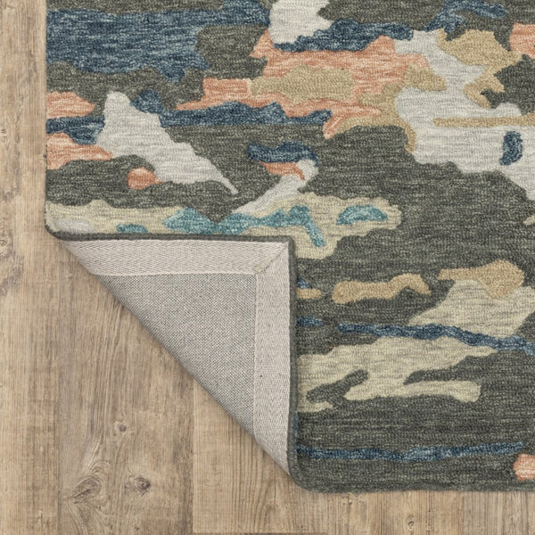 HomeRoots 5' Abstract Gray and Blue Hand-Tufted Wool Area Rug - Soft, Durable, and Perfect for Any Room Decor 8' X 10' 576503