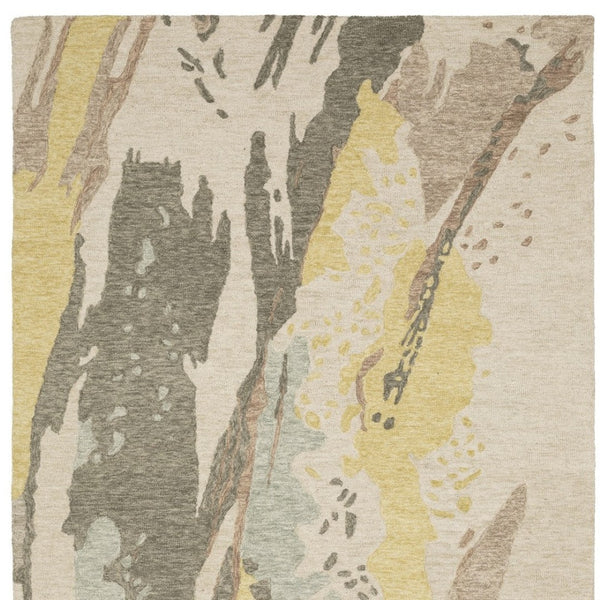 Homeroots 5' Beige Wool Abstract Hand-tufted Area Rug – Elevate Your Living Space With Style And Sophistication 8' X 10' Wool 576504