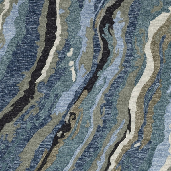Homeroots 5' Abstract Hand-tufted Area Rug In Blue And Teal - Elevate Your Space With Style And Warmth 8' X 10' Wool 576505