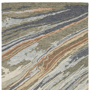 Homeroots 5' Abstract Gray And Blue Wool Hand-tufted Area Rug - Elevate Your Space With Sophisticated Style 8' X 10' Wool 576506