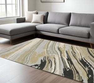 HomeRoots 5' Gray Wool Abstract Hand-Tufted Area Rug - Contemporary Artistry and Cozy Comfort for Your Home 8' X 10' 576507