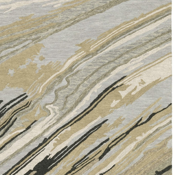 HomeRoots 5' Gray Wool Abstract Hand-Tufted Area Rug - Contemporary Artistry and Cozy Comfort for Your Home 8' X 10' 576507