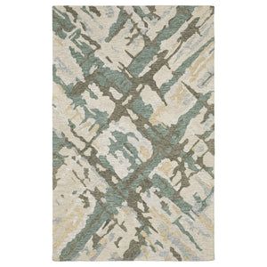 HomeRoots 5' Hand-Tufted Wool Area Rug in Gray and Teal - Contemporary Abstract Design for Cozy Spaces 8' X 10' 576510