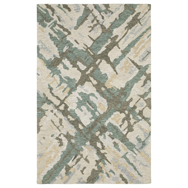 HomeRoots 5' Hand-Tufted Wool Area Rug in Gray and Teal - Contemporary Abstract Design for Cozy Spaces 8' X 10' 576510