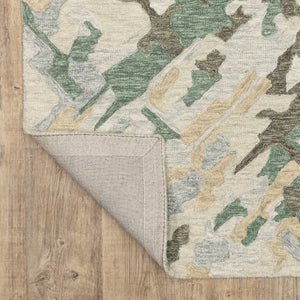 HomeRoots 5' Hand-Tufted Wool Area Rug in Gray and Teal - Contemporary Abstract Design for Cozy Spaces 8' X 10' 576510