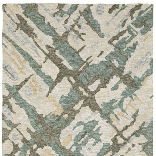 HomeRoots 5' Hand-Tufted Wool Area Rug in Gray and Teal - Contemporary Abstract Design for Cozy Spaces 8' X 10' 576510