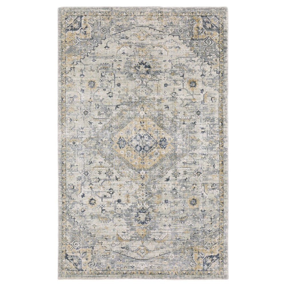 HomeRoots 10' Gray and Gold Medallion Hand-Tufted Runner Rug for Elegant Hallways and Entryways Comfort 10' X 14' 576518