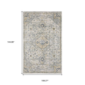 Homeroots 10' Gray Medallion Hand-tufted Runner Rug - Artistic Home Decor For Stylish Living Spaces 9' X 12' Wool Blend 576520