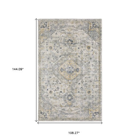 Homeroots 10' Gray Medallion Hand-tufted Runner Rug - Artistic Home Decor For Stylish Living Spaces 9' X 12' Wool Blend 576520