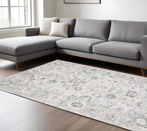 HomeRoots 10' Ivory and Teal Hand-Tufted Oriental Runner Rug - Artisan Crafted for Timeless Elegance and Comfort 8' X 10' 576522