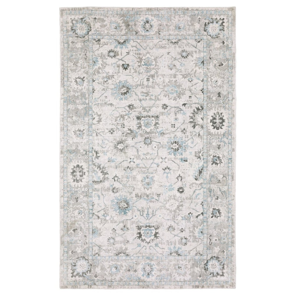HomeRoots 10' Ivory and Teal Hand-Tufted Oriental Runner Rug - Artisan Crafted for Timeless Elegance and Comfort 9' X 12' 576523