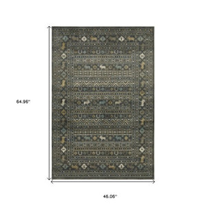 Homeroots 4' Blue Southwestern Area Rug - Stylish, Stain Resistant Design Perfect For Homes With Kids & Pets 4' X 6' Polypropylene 576530