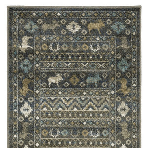 Homeroots 4' Blue Southwestern Area Rug - Stylish, Stain Resistant Design Perfect For Homes With Kids & Pets 8' Runner Polypropylene 576531