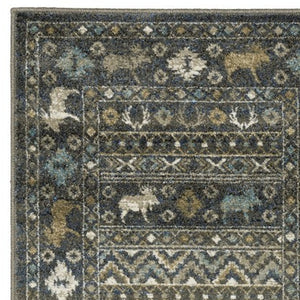 Homeroots 4' Blue Southwestern Area Rug - Stylish, Stain Resistant Design Perfect For Homes With Kids & Pets 8' Runner Polypropylene 576531