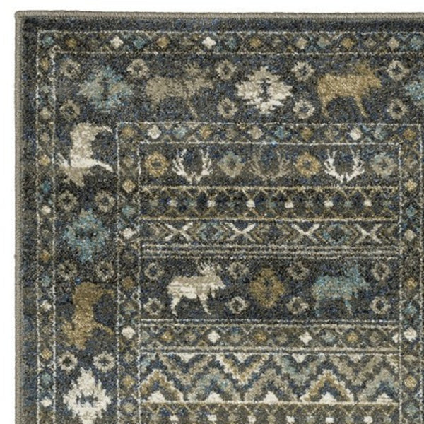 Homeroots 4' Blue Southwestern Area Rug - Stylish, Stain Resistant Design Perfect For Homes With Kids & Pets 8' Runner Polypropylene 576531