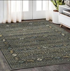 Homeroots 4' Blue Southwestern Area Rug - Stylish, Stain Resistant Design Perfect For Homes With Kids & Pets 5' X 7' Polypropylene 576534