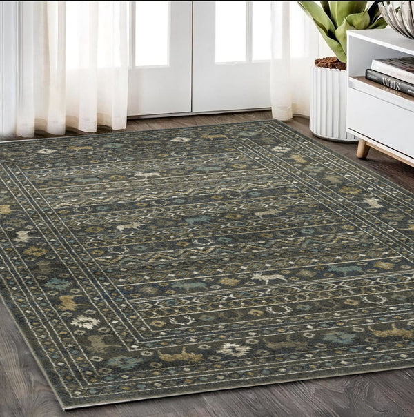 Homeroots 4' Blue Southwestern Area Rug - Stylish, Stain Resistant Design Perfect For Homes With Kids & Pets 5' X 7' Polypropylene 576534