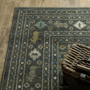 Homeroots 4' Blue Southwestern Area Rug - Stylish, Stain Resistant Design Perfect For Homes With Kids & Pets 5' X 7' Polypropylene 576534