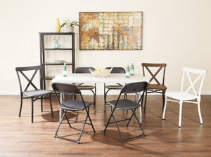 OSP Home Furnishings 5' Resin Top Folding Utility Table with Powder Coated Steel Frame for Indoor Outdoor Use 5' BT05Q