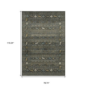 Homeroots 4' Blue Southwestern Area Rug - Stylish, Stain Resistant Design Perfect For Homes With Kids & Pets 7' X 9' Polypropylene 576536