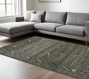 Homeroots 4' Blue Southwestern Area Rug - Stylish, Stain Resistant Design Perfect For Homes With Kids & Pets 7' X 9' Polypropylene 576536