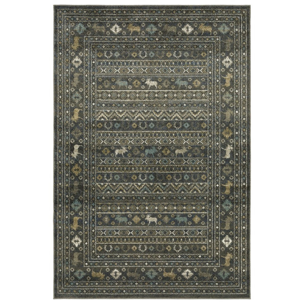 HomeRoots 4' Blue and Gold Southwestern Area Rug – Stylish, Durable, and Stain-Resistant for Any Space 8' X 10' 576537